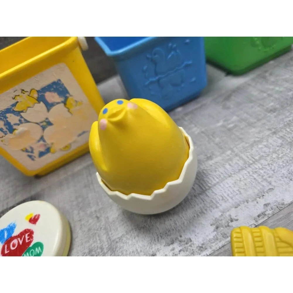 Vtg 1986 Fisher Price Activity Blocks Chicken Nesting Stacking Toys Lot b209